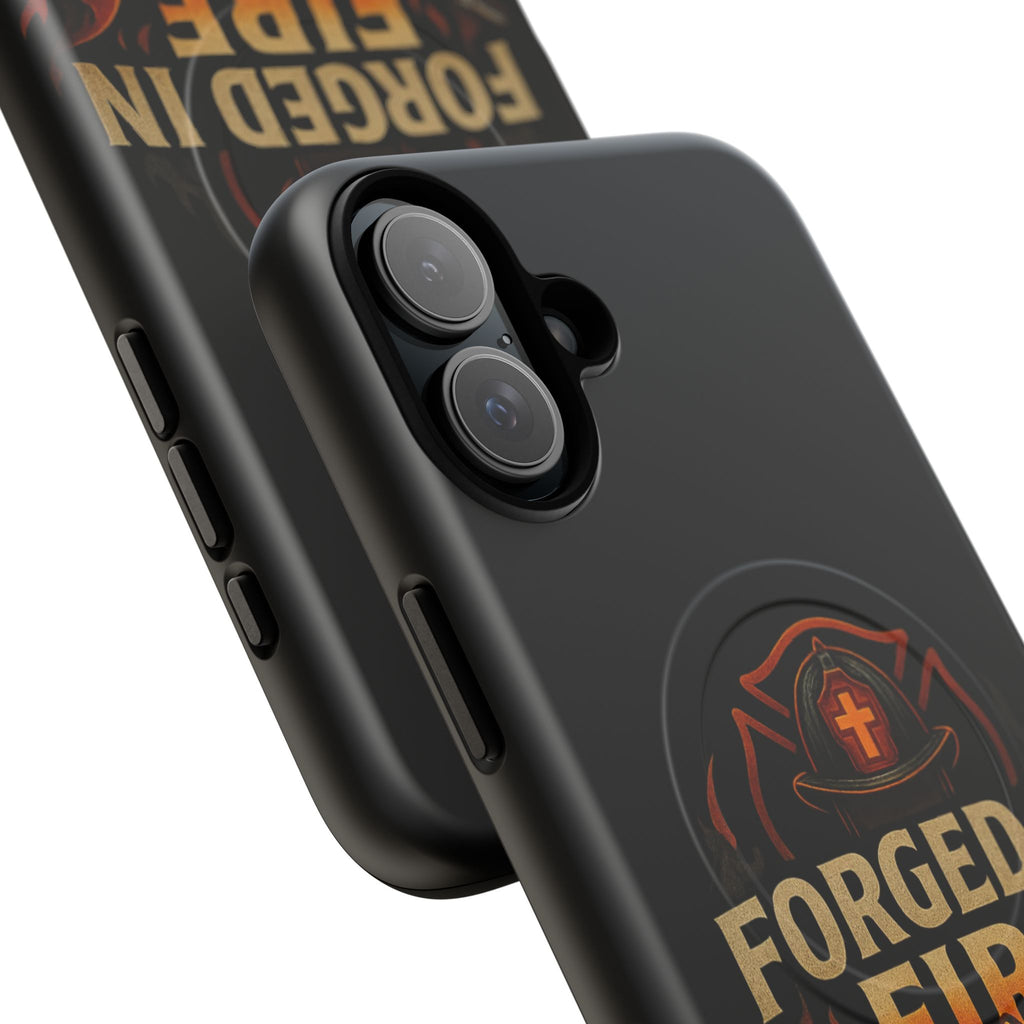 Forged in Fire Tough Magnetic Phone Case — Firefighter Anvil Design