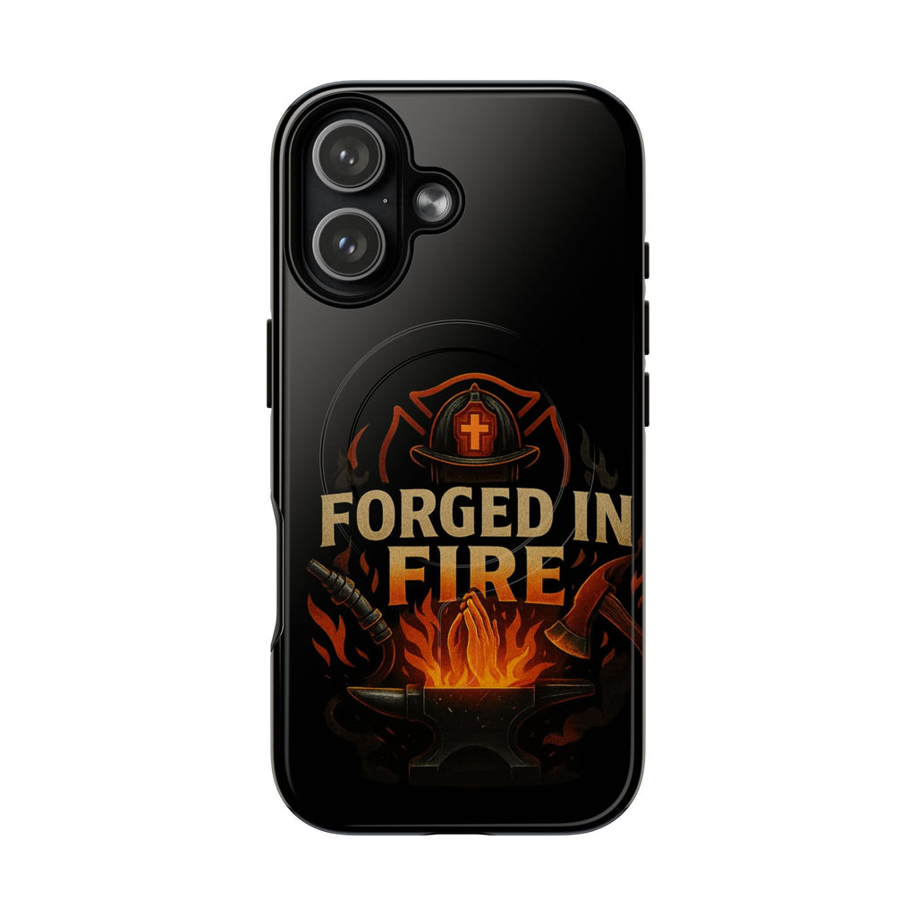 Forged in Fire Tough Magnetic Phone Case — Firefighter Anvil Design