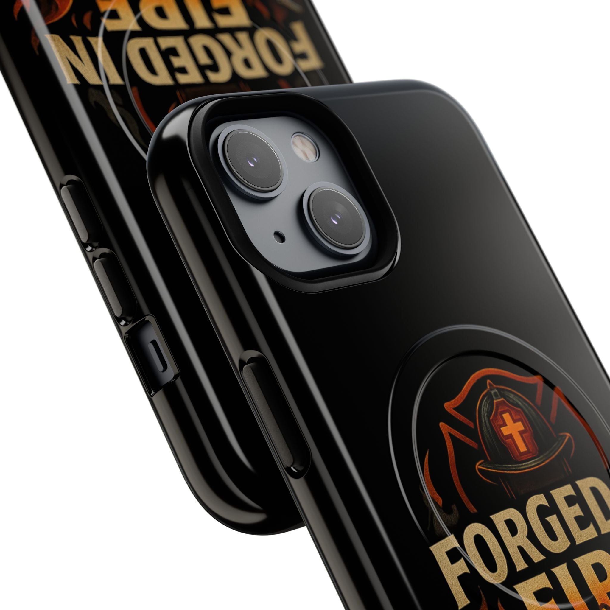 Forged in Fire Tough Magnetic Phone Case — Firefighter Anvil Design