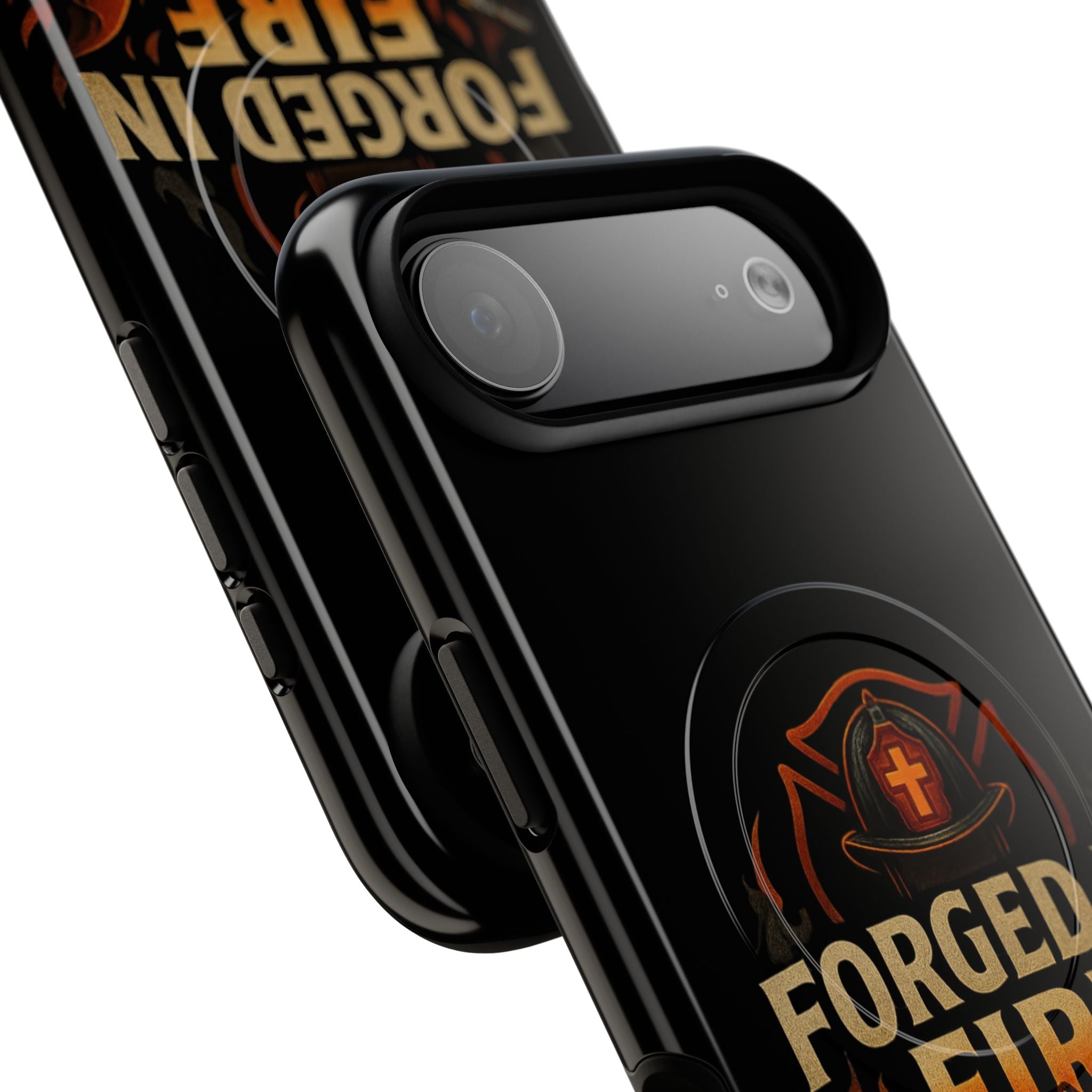 Forged in Fire Tough Magnetic Phone Case — Firefighter Anvil Design