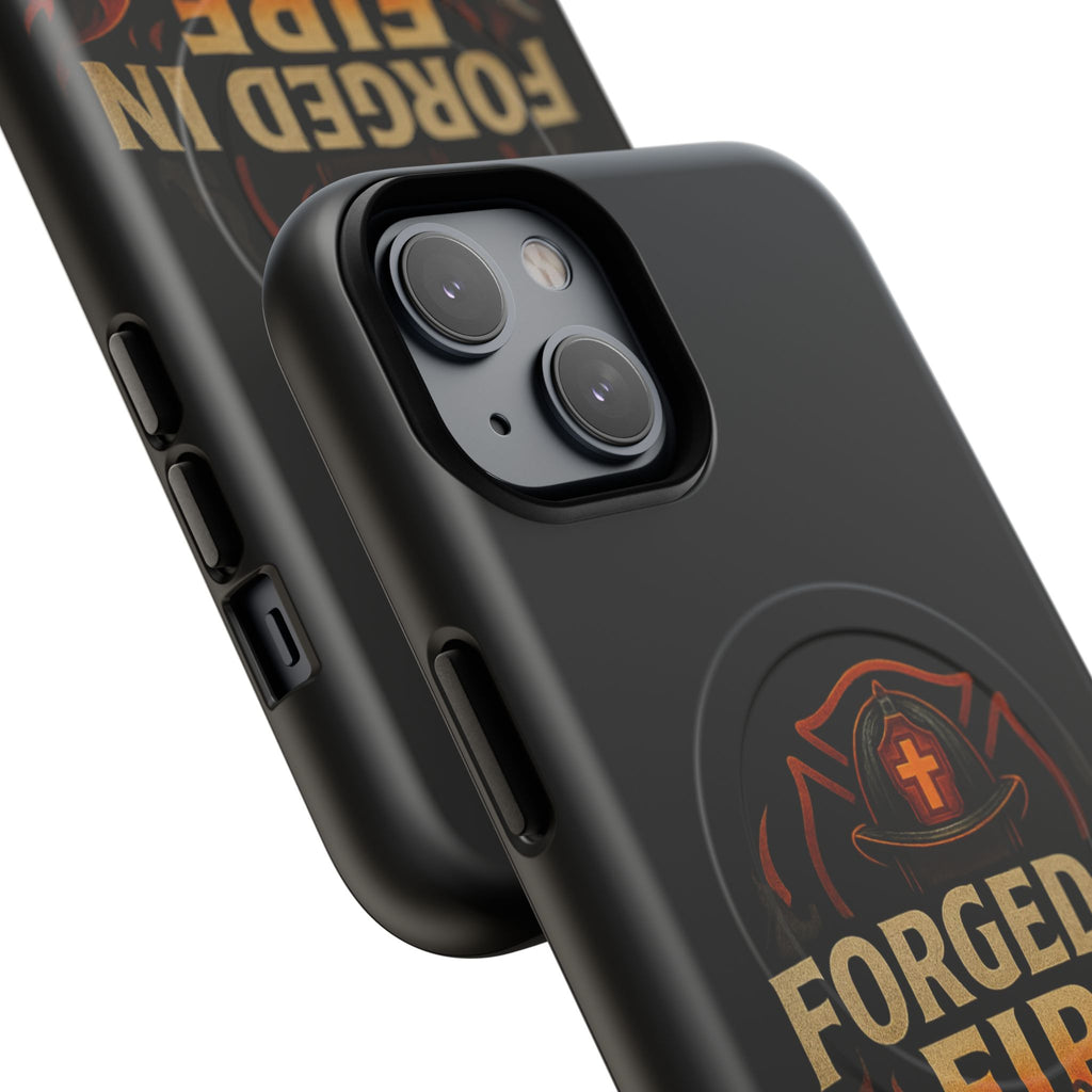 Forged in Fire Tough Magnetic Phone Case — Firefighter Anvil Design