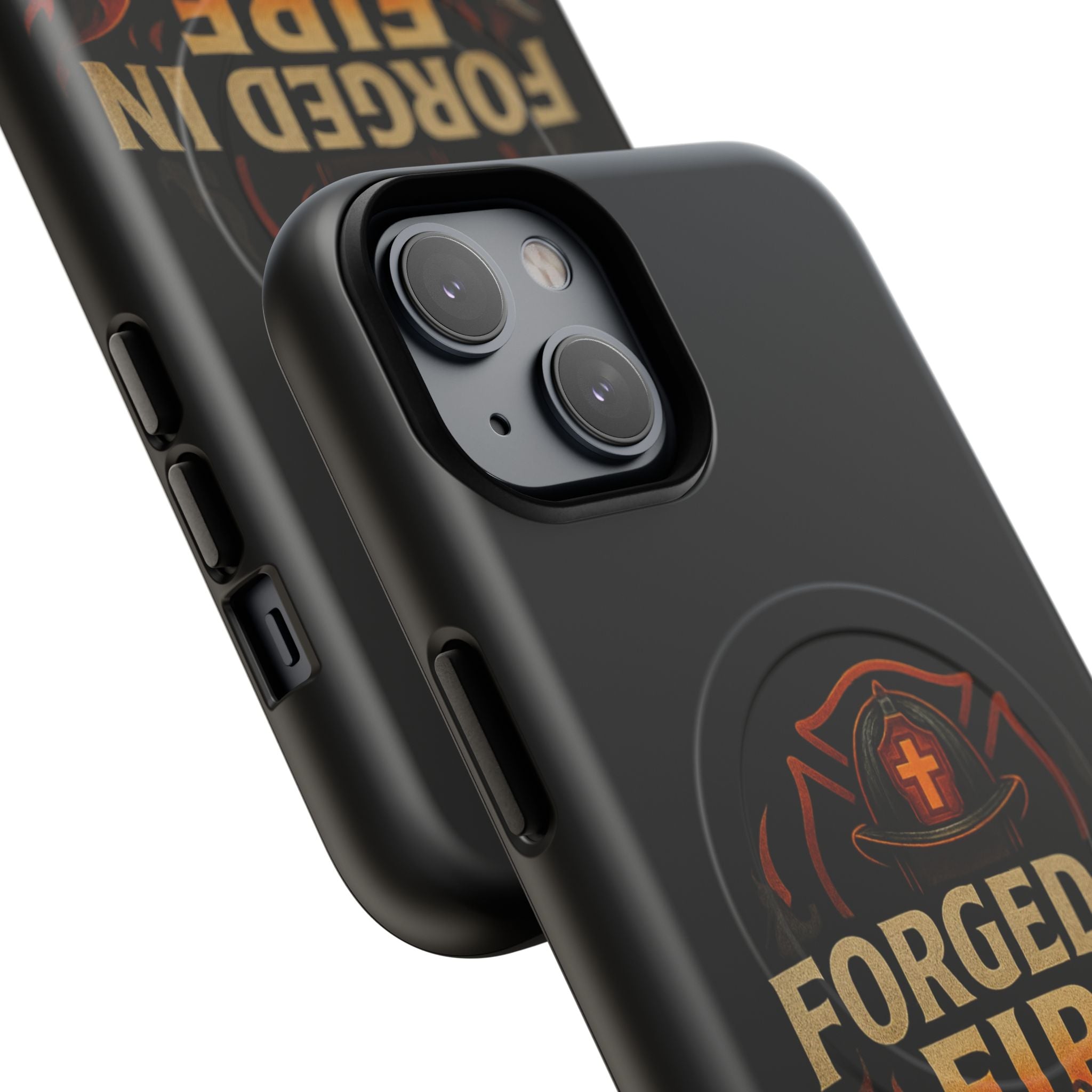 Forged in Fire Tough Magnetic Phone Case — Firefighter Anvil Design