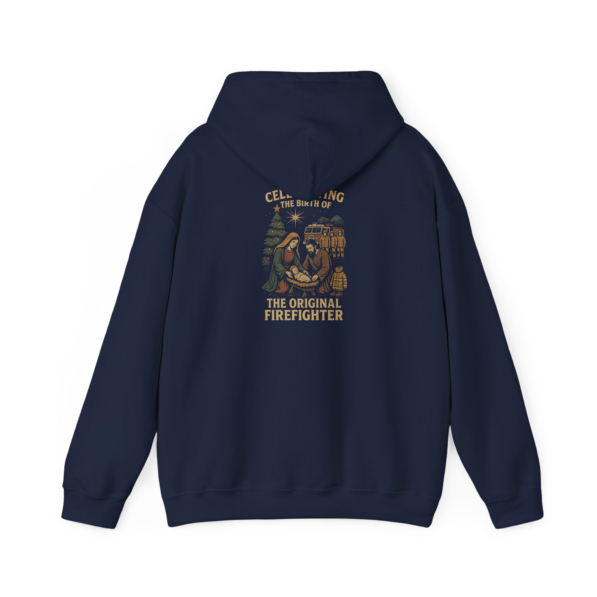 Christmas Hoodie – "Forged in Fire" Vintage Firefighter Christmas Hoodie
