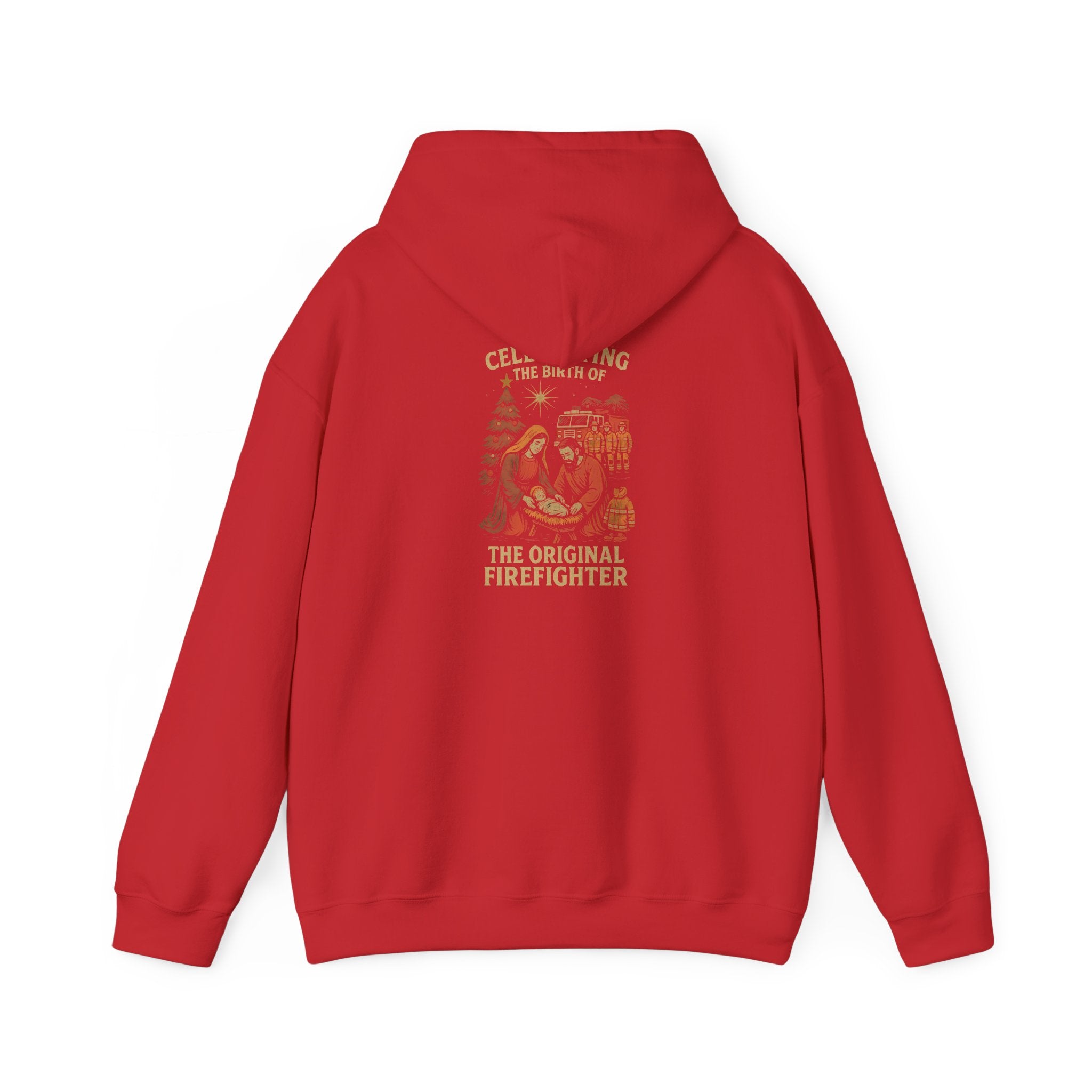 Christmas Hoodie – "Forged in Fire" Vintage Firefighter Christmas Hoodie