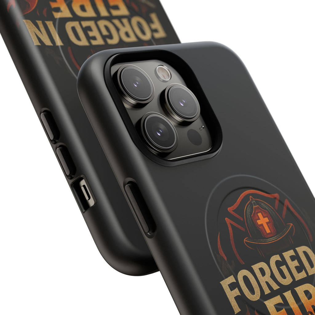 Forged in Fire Tough Magnetic Phone Case — Firefighter Anvil Design