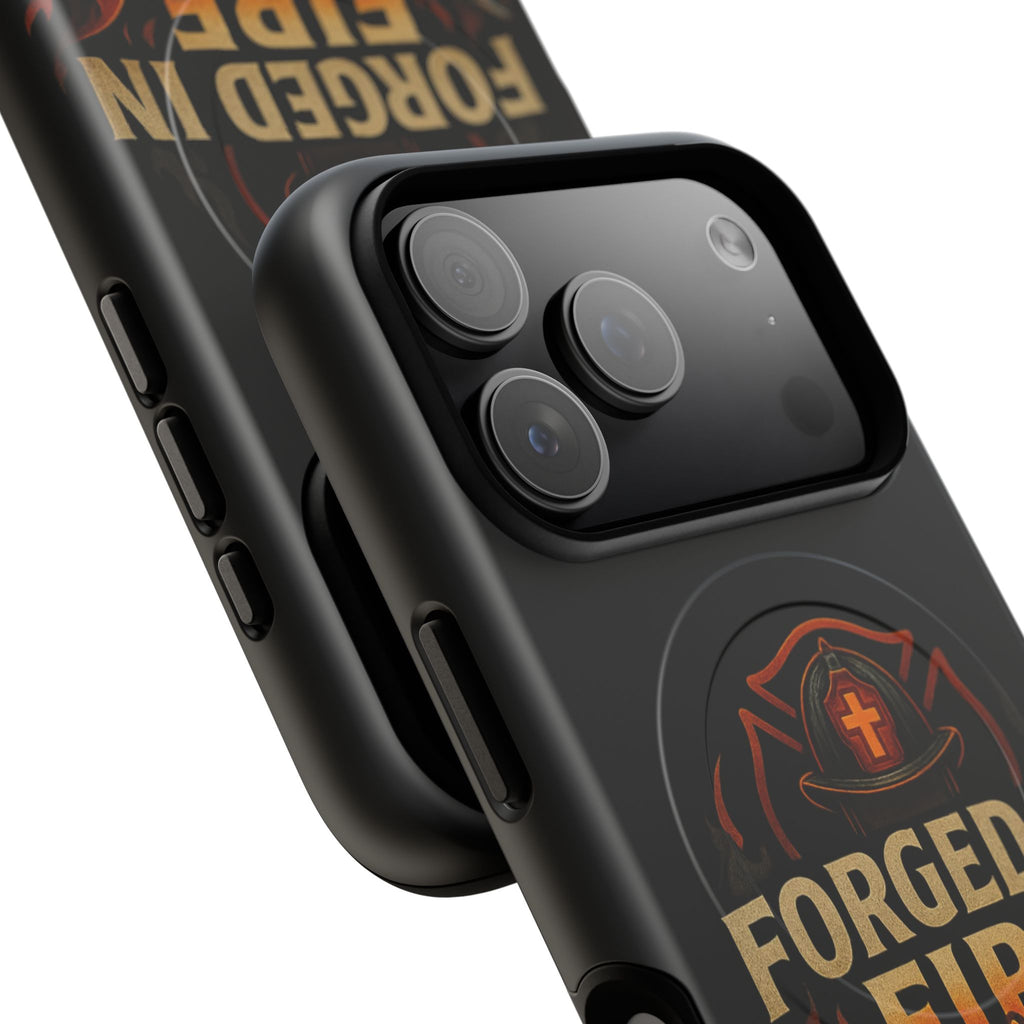 Forged in Fire Tough Magnetic Phone Case — Firefighter Anvil Design