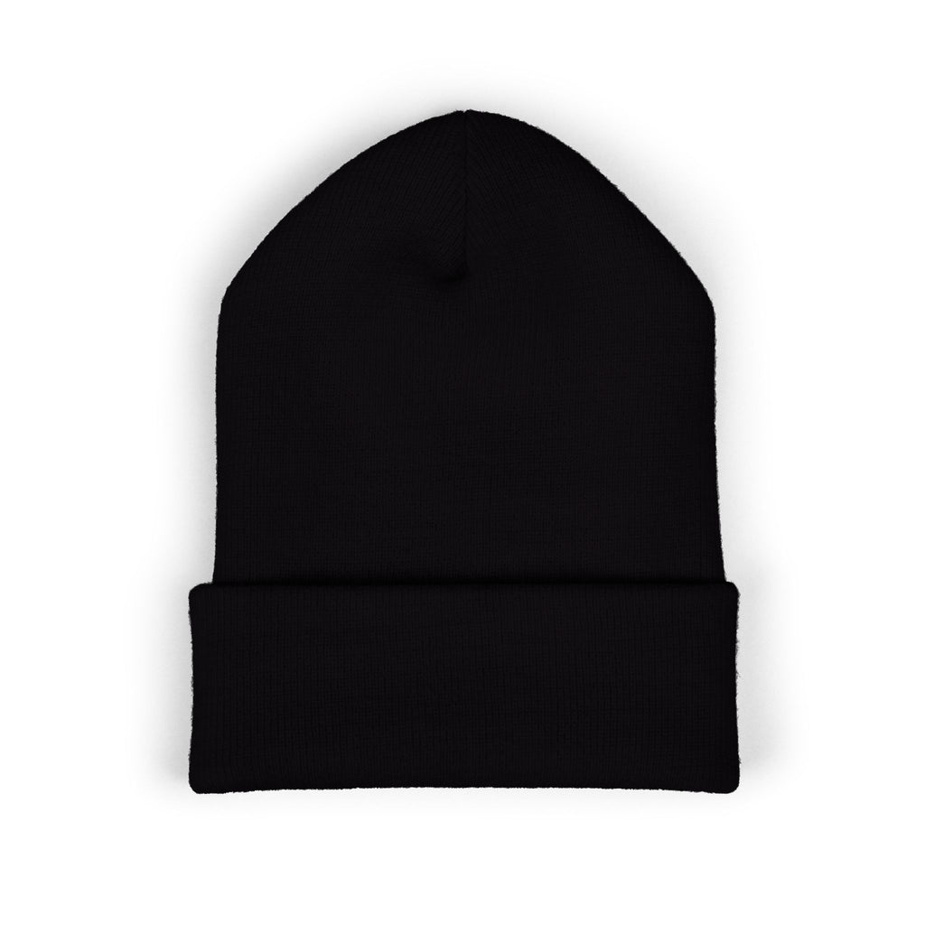 Embroidered Floral Skull Beanie – Yellow Cuffed Knit Hat