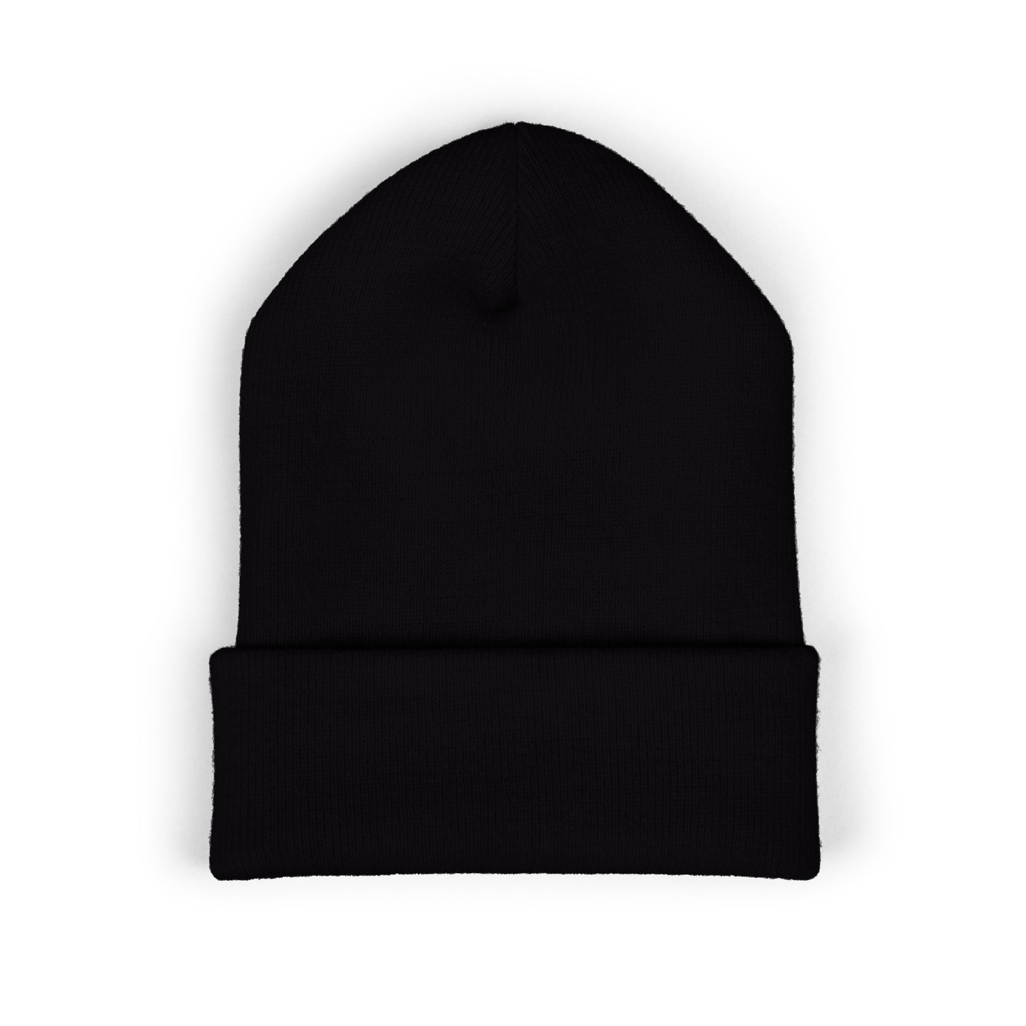 Embroidered Floral Skull Beanie – Yellow Cuffed Knit Hat