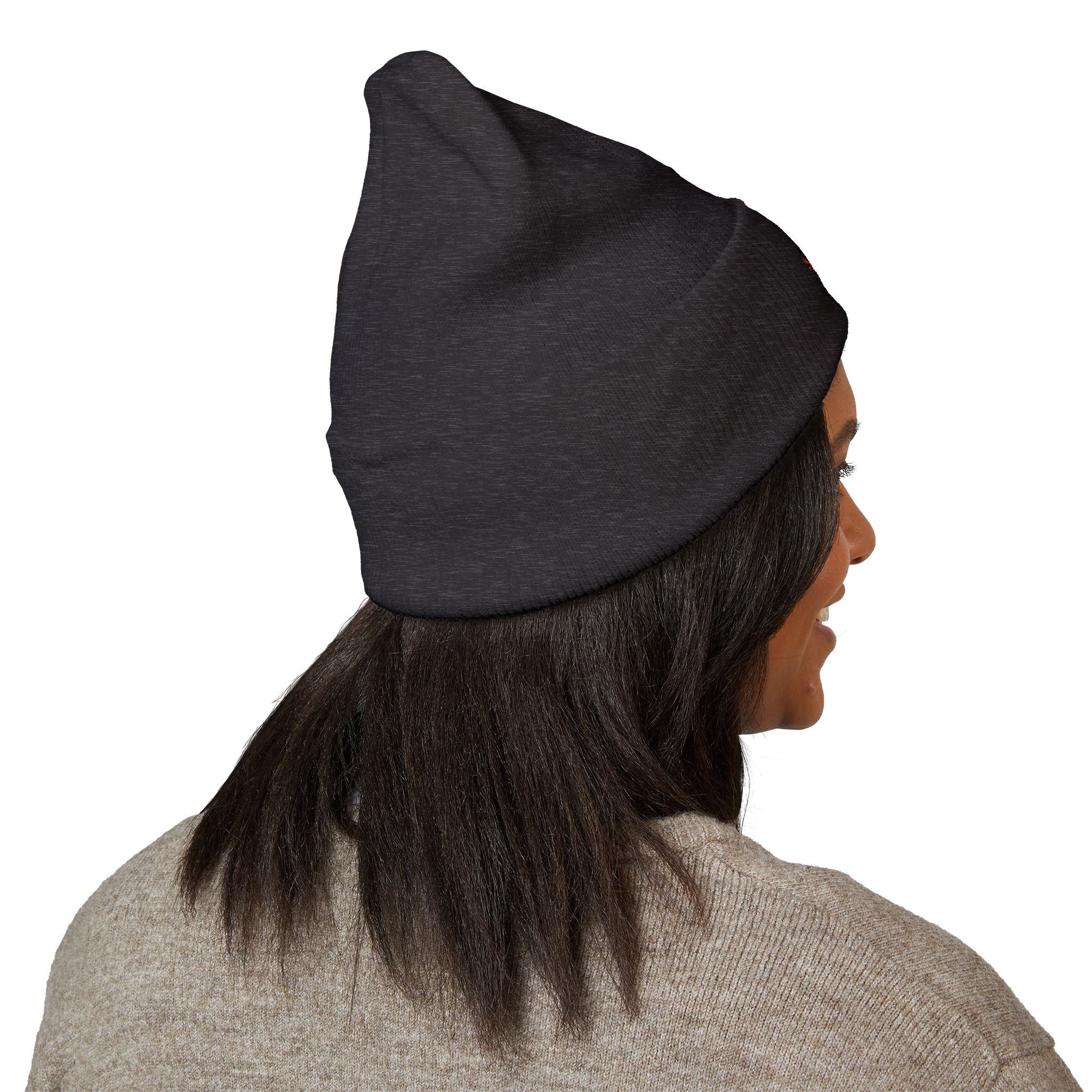 Embroidered Floral Skull Beanie – Yellow Cuffed Knit Hat