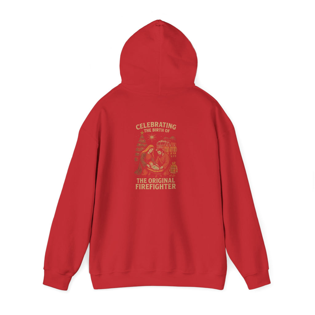 Christmas Hoodie – "Forged in Fire" Vintage Firefighter Christmas Hoodie