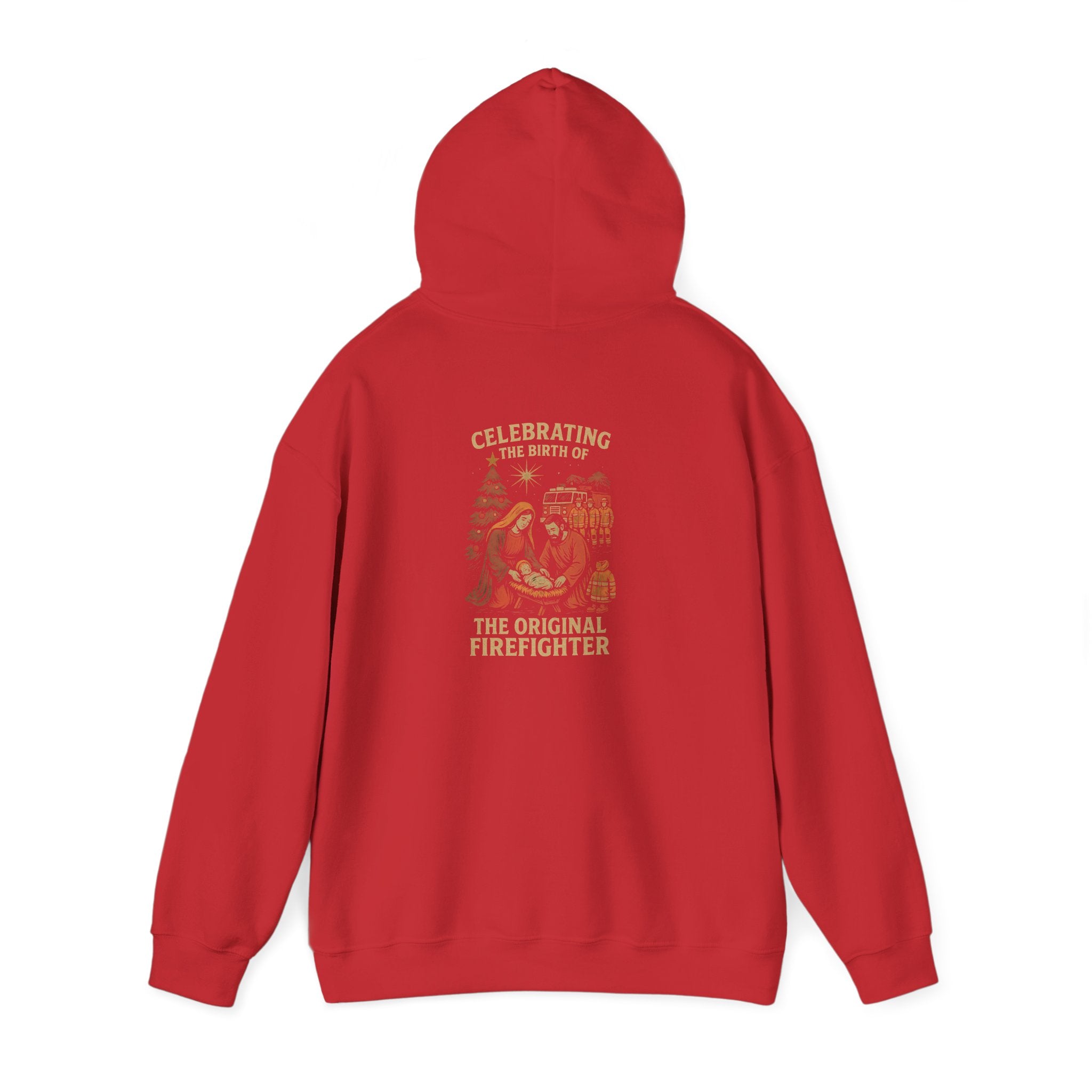 Christmas Hoodie – "Forged in Fire" Vintage Firefighter Christmas Hoodie